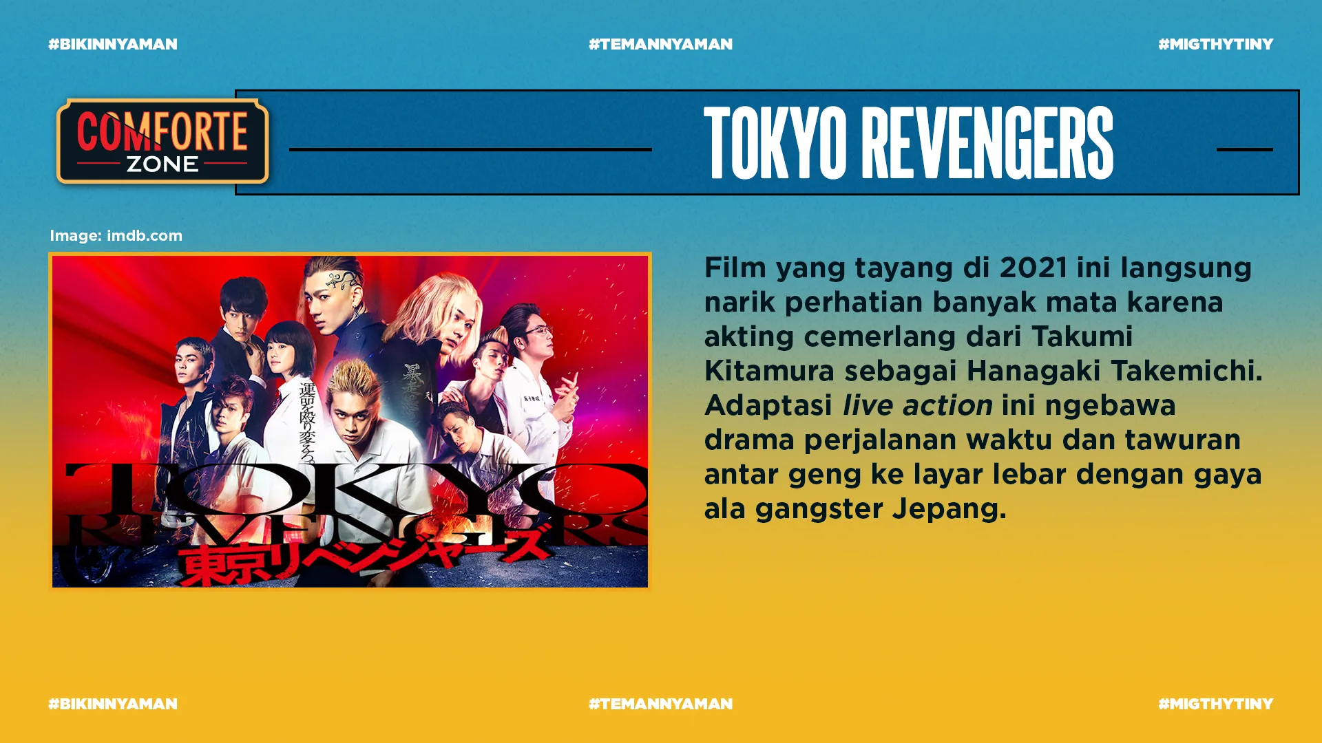 Adaptasi ini punya jalan cerita yang ngikutin alur di manga dan anime, tapi beberapa adegan ada yang disesuaikan lagi buat ngedukung storytelling yang lebih padat. Dari adaptasi ini, highlight utamanya ada di aktor utama karena mampu ngegambarin emosi Takemichi tanpa kehilangan daya tariknya.